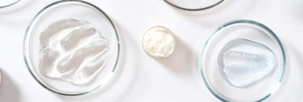 natural skincare and beauty ingredients on a white background